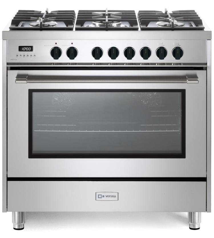 Prima Dual Fuel 36" - Stainless Steel with Black knobs