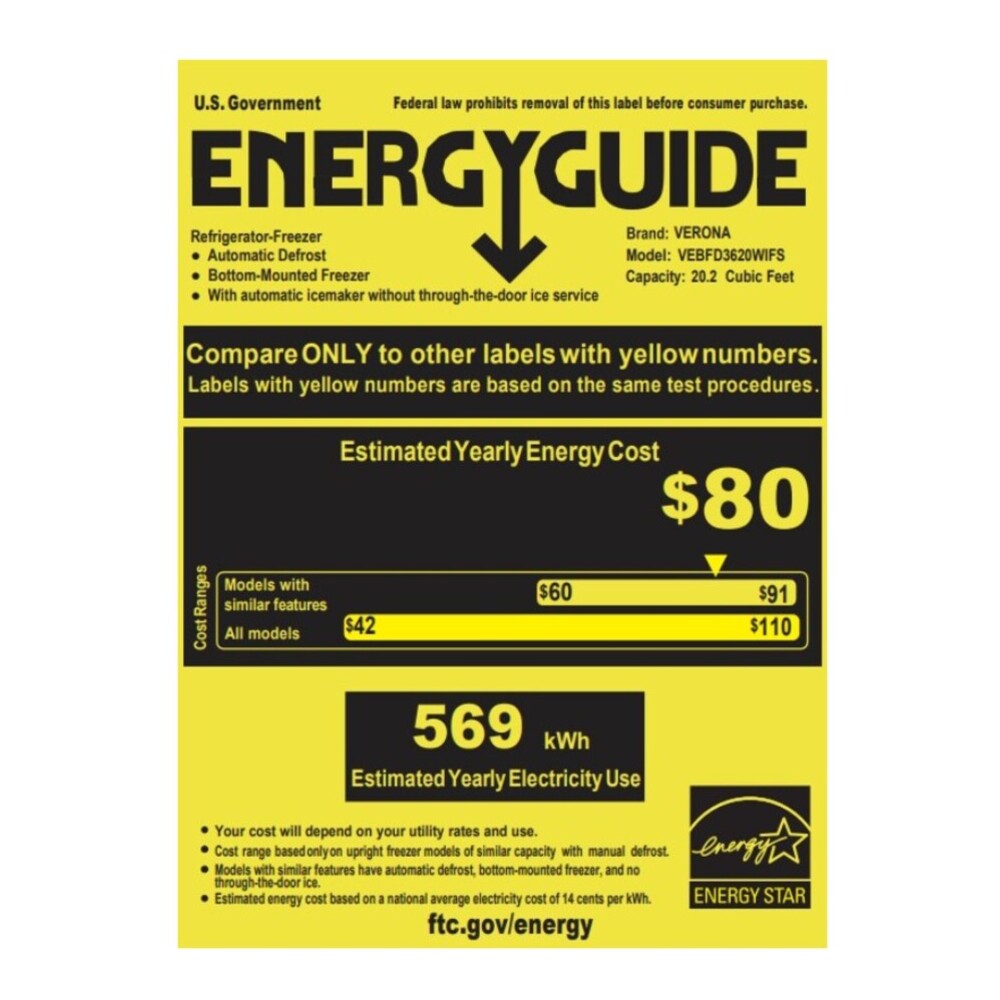 Verona VEBFD3620WIFS energy guide