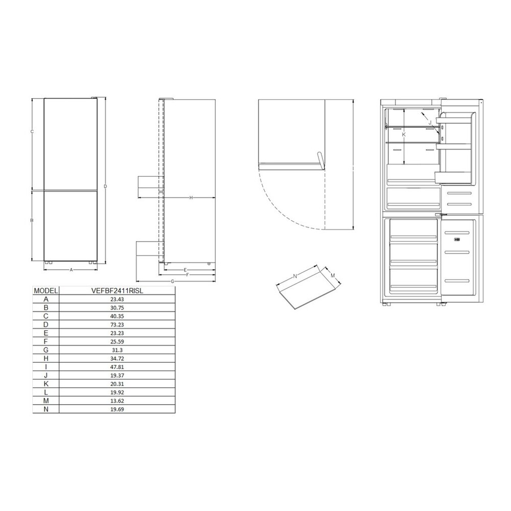 Verona VEFBF2411RISL dimensions