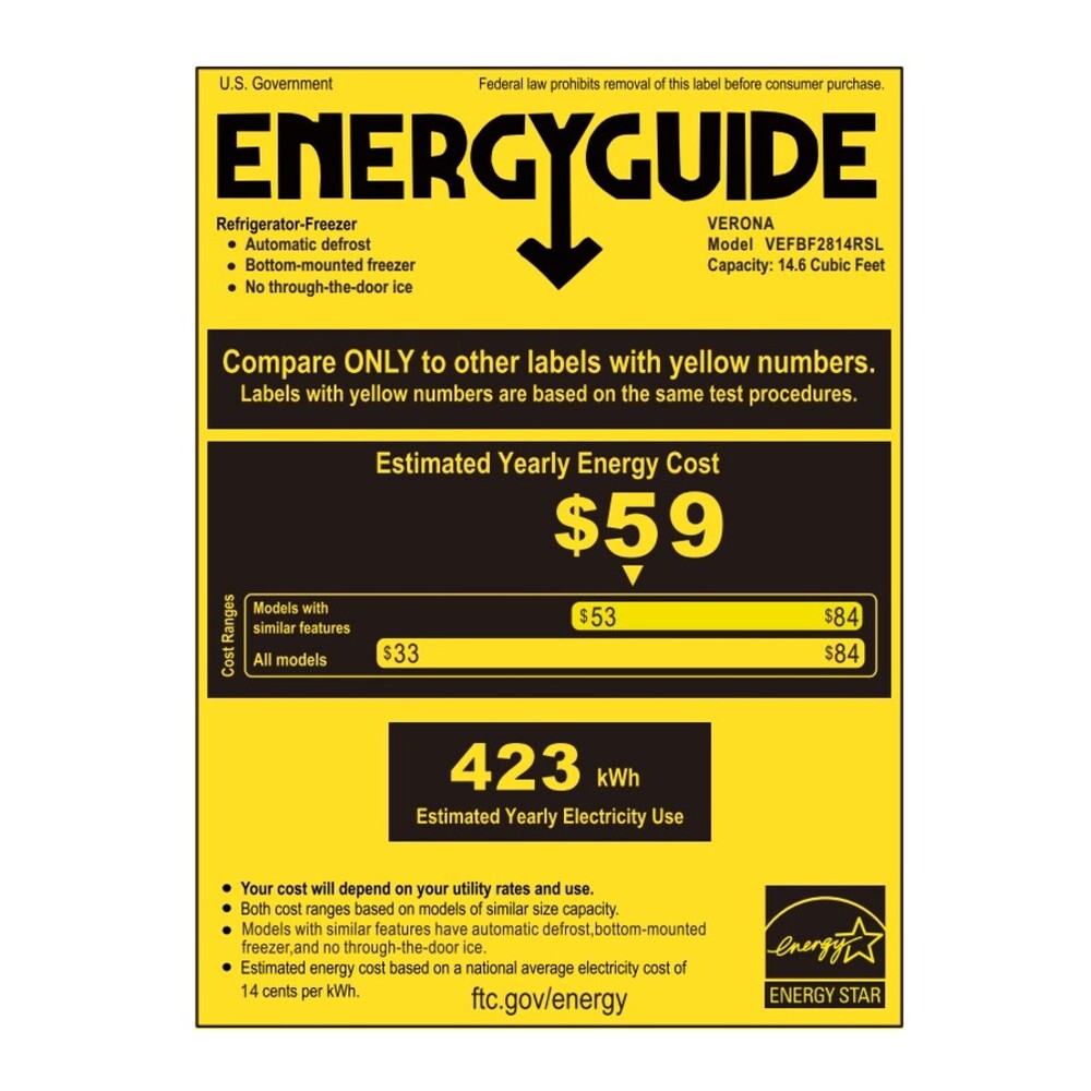 Verona VEFBF2814RSL energy guide