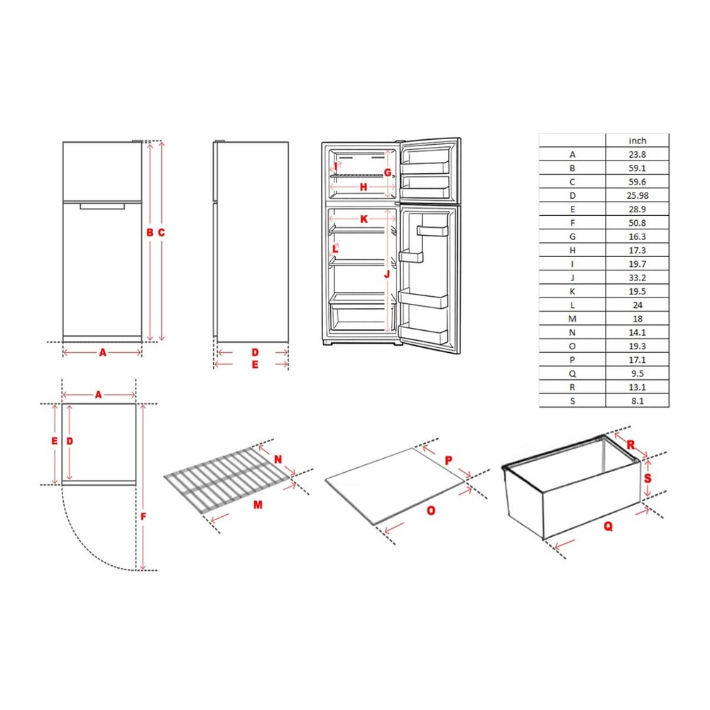 Verona VEFTF2412RSL dimensions