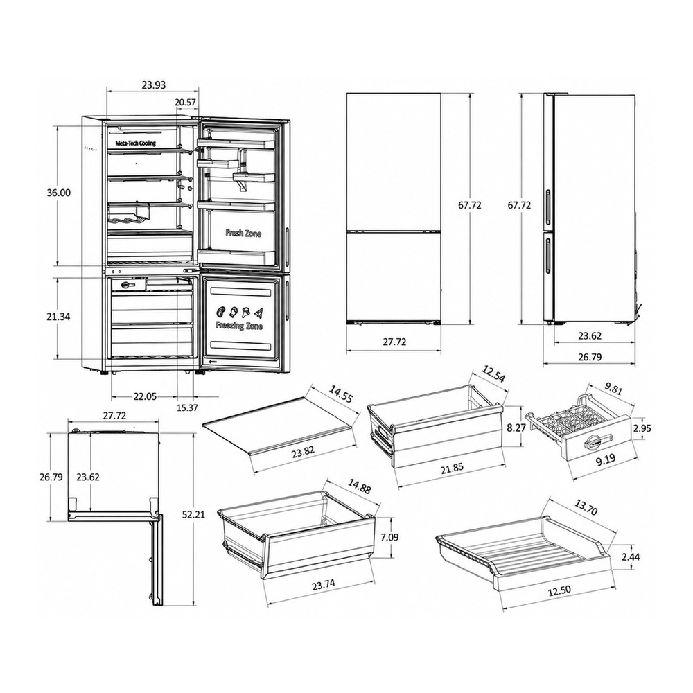 Verona VEFBF2814RSL dimensions