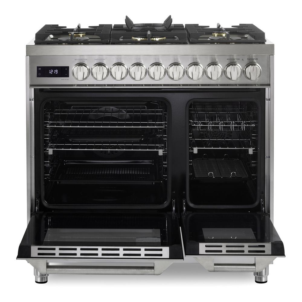 Verona VUFSGE365D 36 inch Ultima Collection Double Oven Dual Fuel Range with 5 Brass Burners, 4.1 cu. ft. Total Oven Capacity