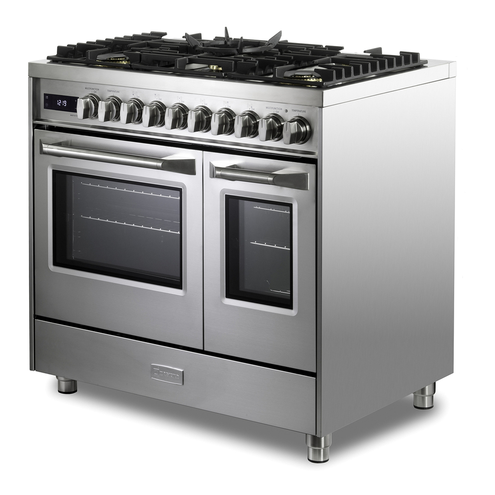 Verona VUFSGE365D 36 inch Ultima Collection Double Oven Dual Fuel Range with 5 Brass Burners, 4.1 cu. ft. Total Oven Capacity