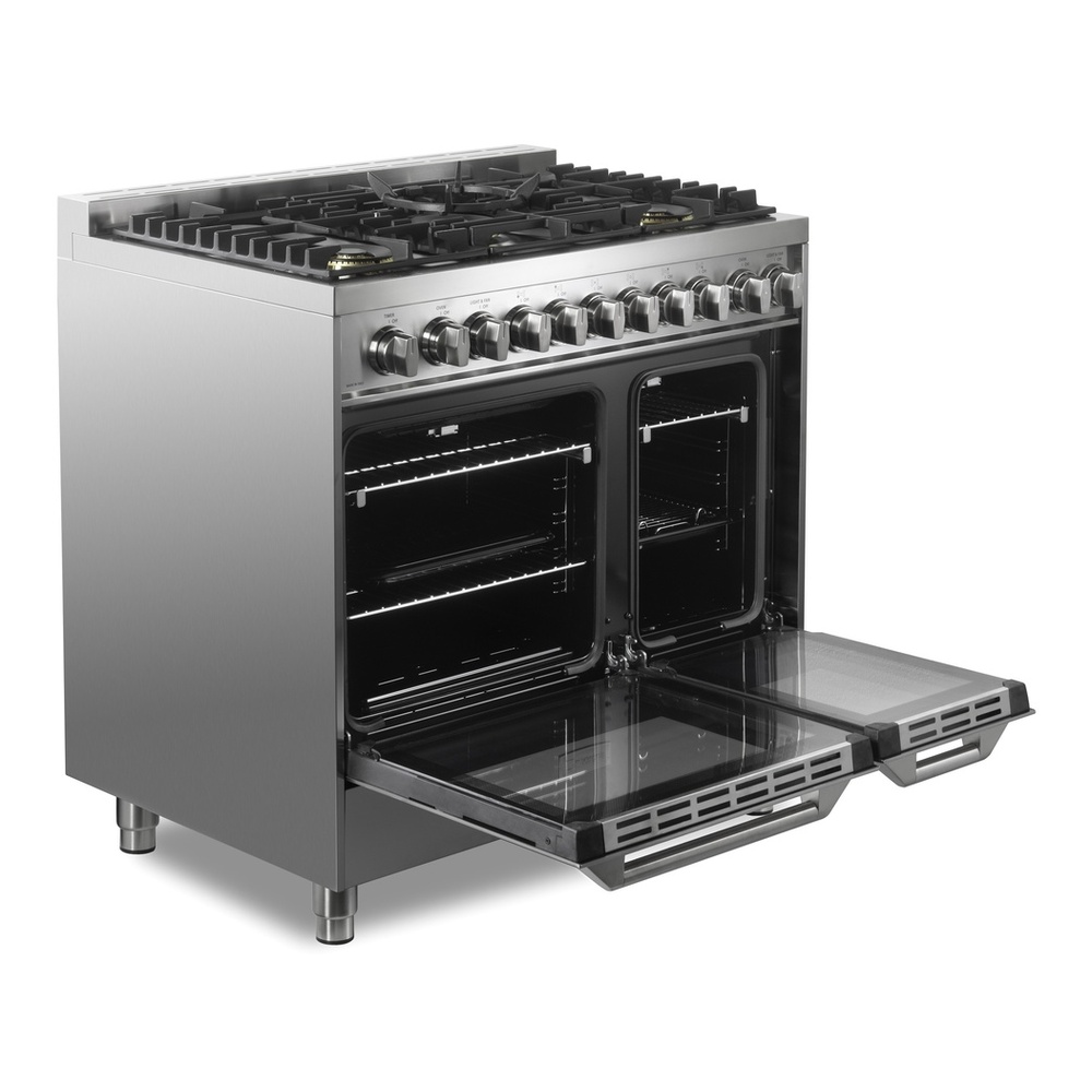 Verona VUFSGG365D 36 inch Ultima Collection Double Oven Gas Range with 5 Brass Burners, 4.1 cu. ft. Oven Total Capacity