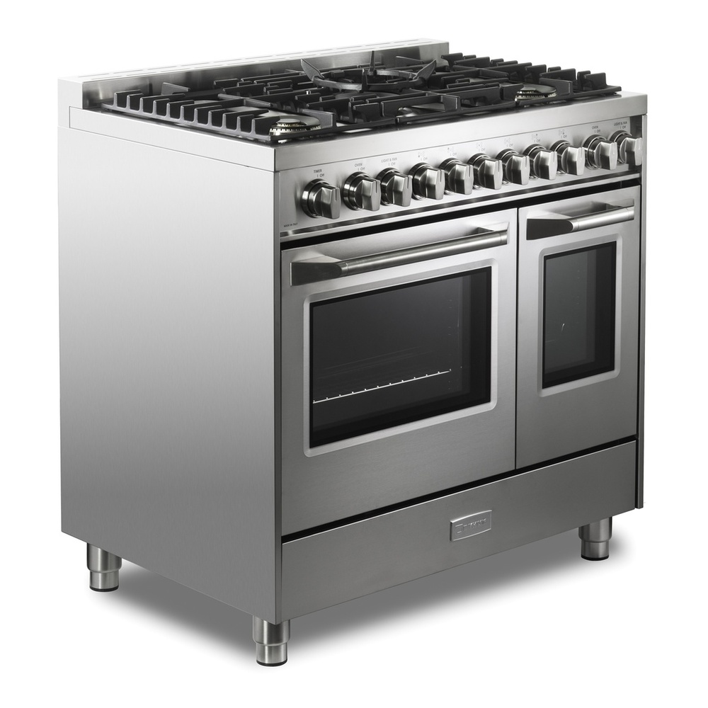 Verona VUFSGG365D 36 inch Ultima Collection Double Oven Gas Range with 5 Brass Burners, 4.1 cu. ft. Oven Total Capacity