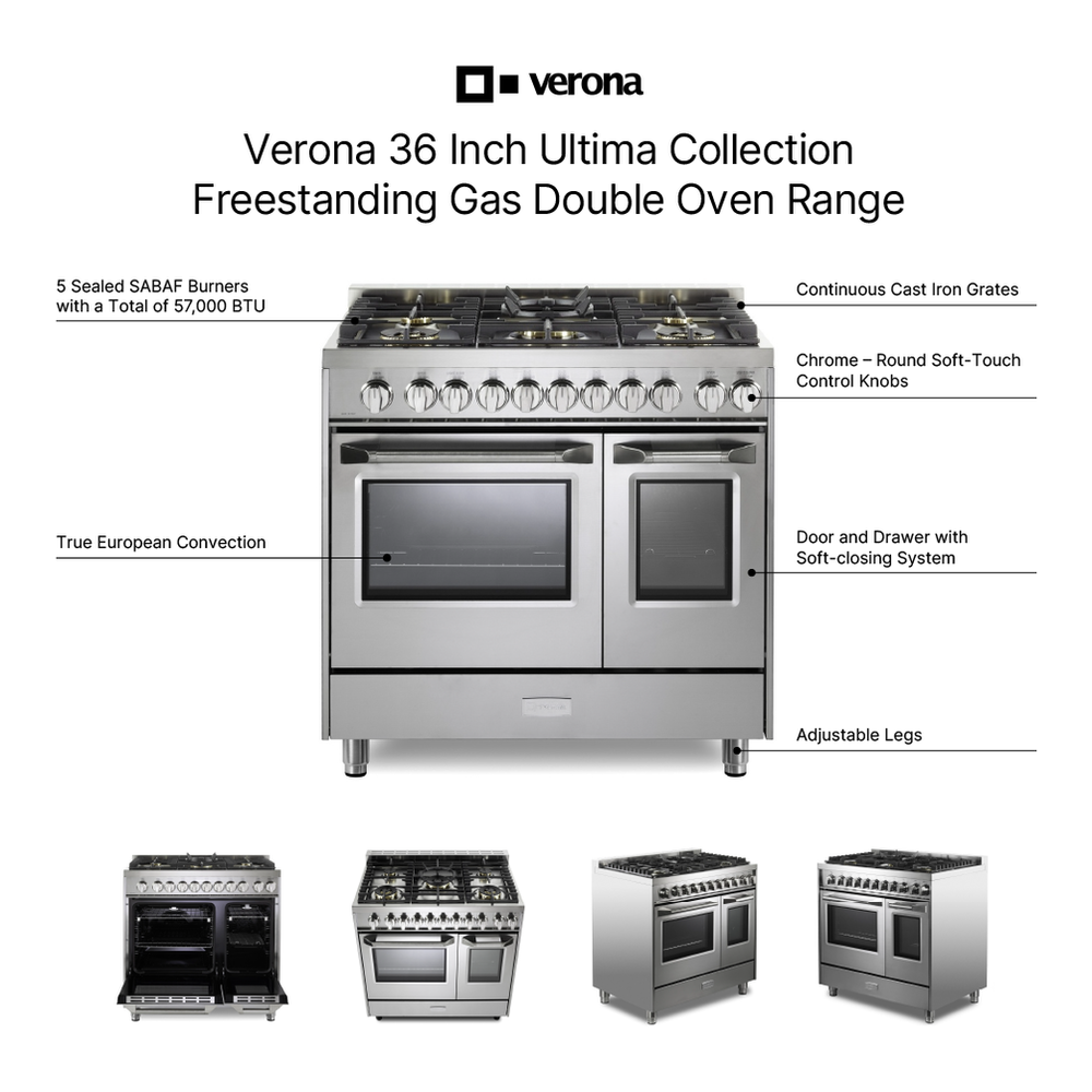 Verona VUFSGG365DSS 36 inch Ultima Collection Double Oven Gas