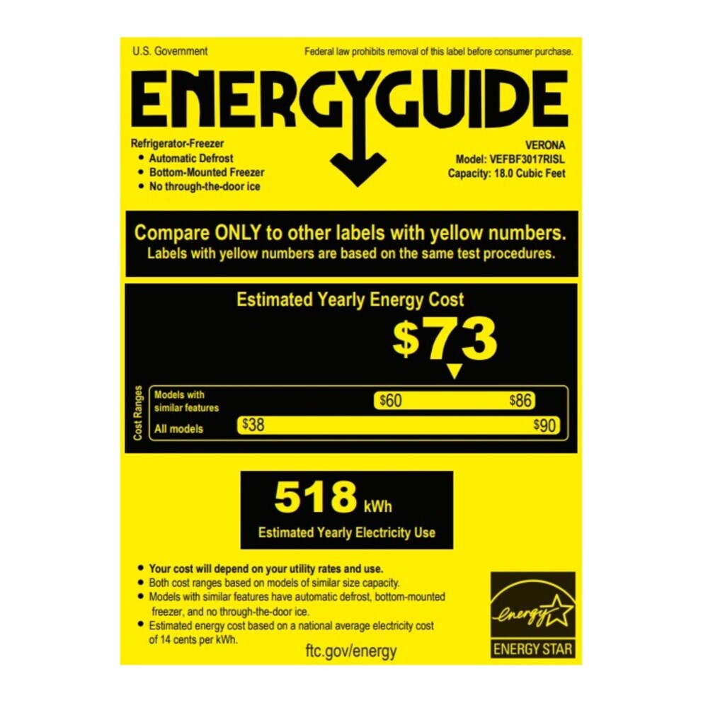 Verona VEFBF3017RISL energy guide