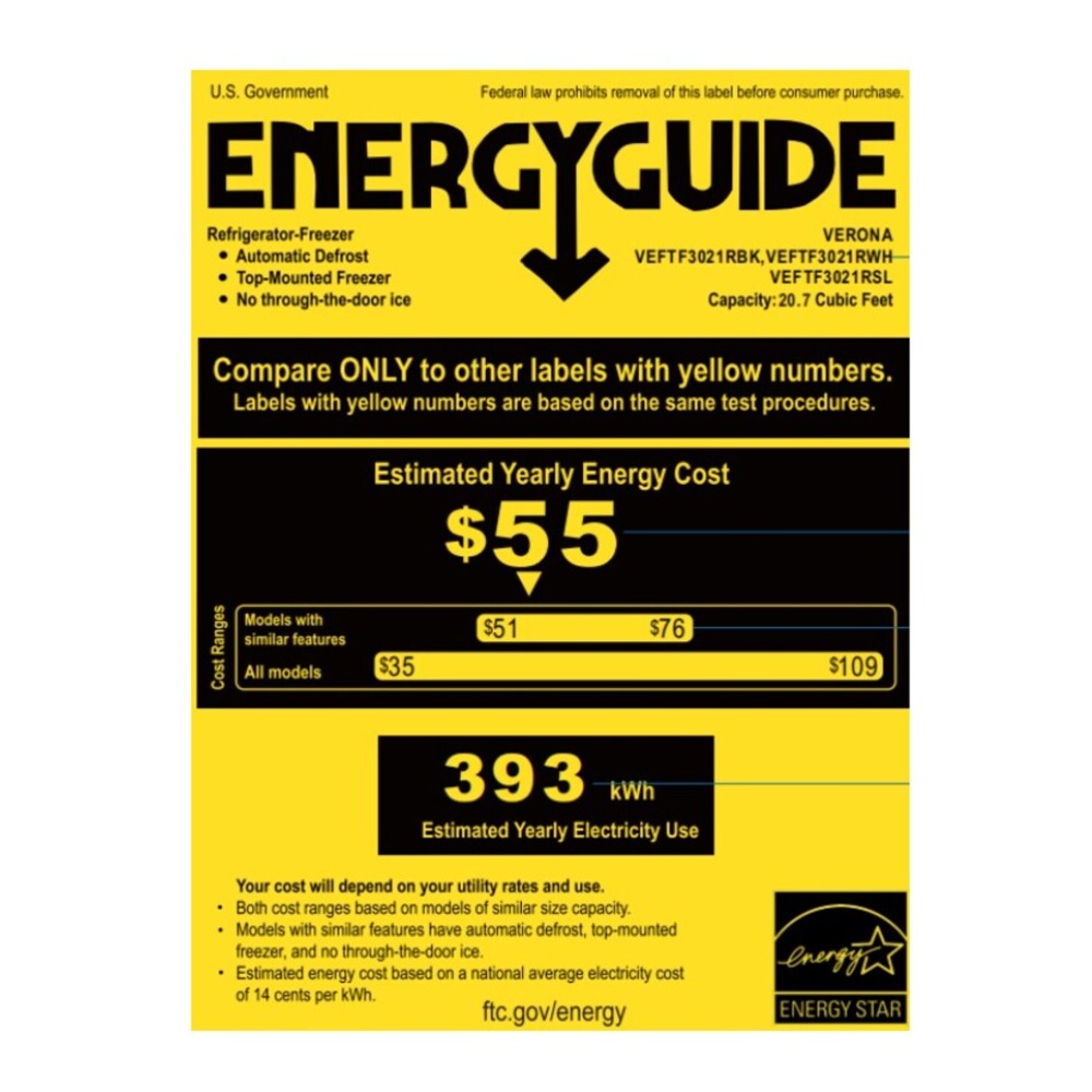 Verona VEFTF3021RSL energy guide