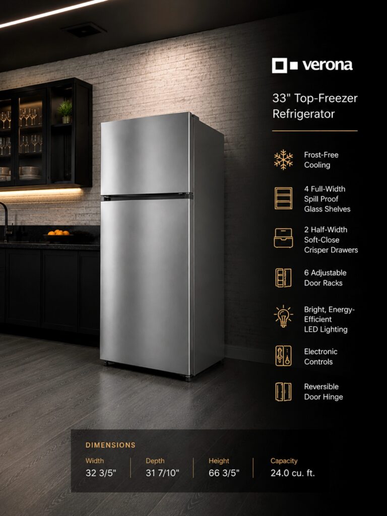 Verona VEFTF3324RSL stainless steel look refrigerator