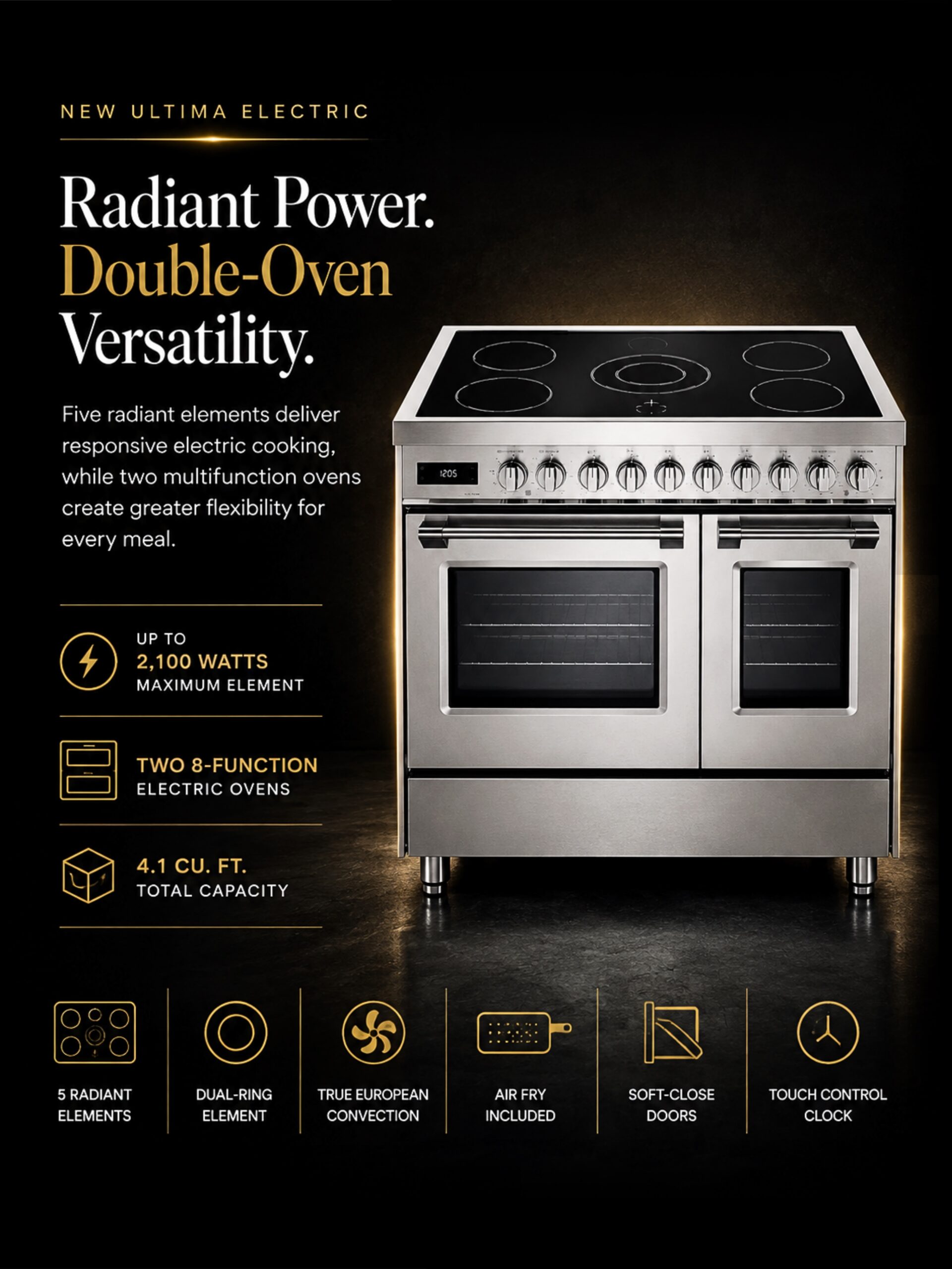 Verona Ultima 36-Inch Double Oven Electric Range